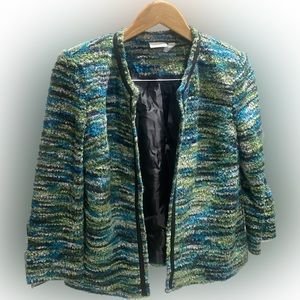 Multicolor Jacket with Faux Leather Detail